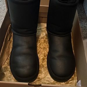 Ugg black leather Sherpa wool boots